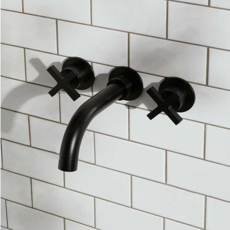 Bayor 3-Hole Bath Filler - Wall Mounted - X-Top - Matt Black