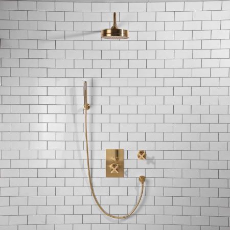 Elbe - Concealed Shower Set + Diverter - Hook Mount - Metal Lever/X-Top - 8" or 6" Rose