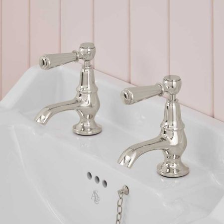 Linton 1/2BSP Basin Pillar Taps Metal Lever