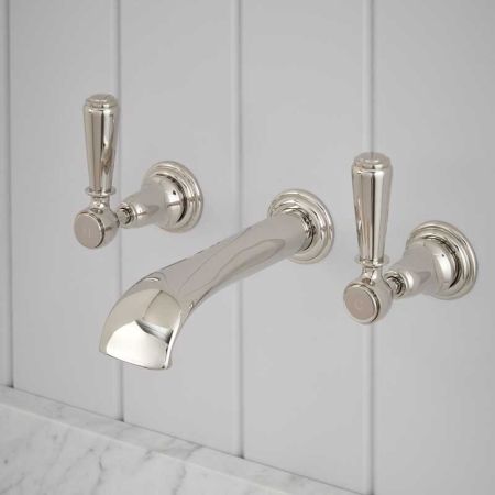Linton - 3-Hole Basin Mixer - Wall Mounted - Metal Lever