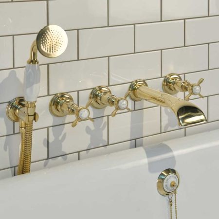 Aysgarth 5-Hole - Wall Mounted - Bath Shower Mixer - X Top