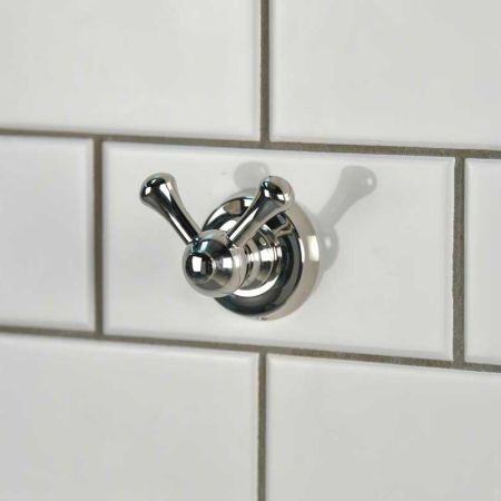 Traditional Double Robe Hook - Polished Nickel