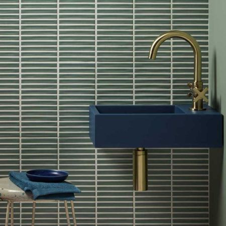 Marcel Rectangular Concrete Basin 1TH - Freestanding - Midnight Blue