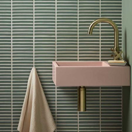 Marcel Rectangular Concrete Basin 1TH - Freestanding - Blush Pink