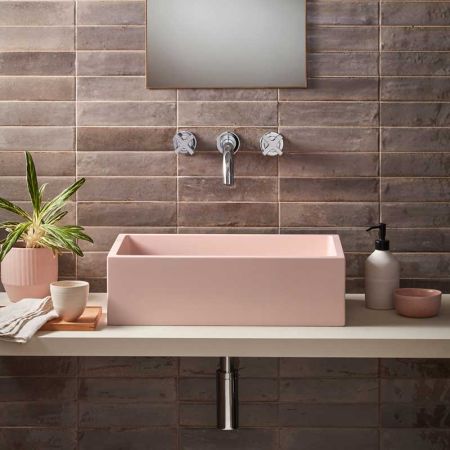 Walter Rectangular Concrete Basin - Freestanding - Blush Pink