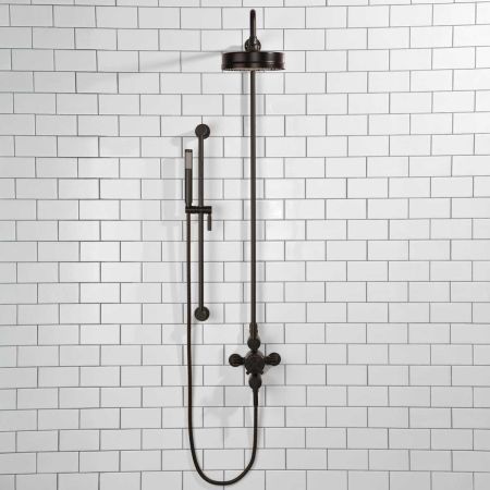 Elbe Dual Outlet Shower Kit - Exposed Valve - Matt Black Lever - Handshower Slider-Rail - Matt Black