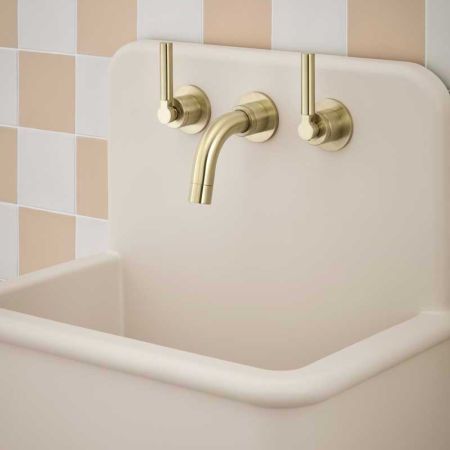 Senska - 3-Hole Basin Mixer Tap - Backsplash Basin Mounted - Metal Lever