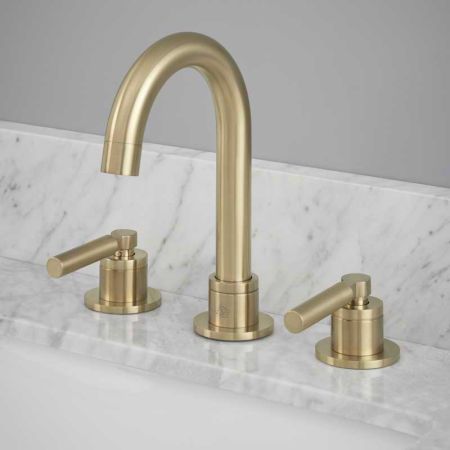 Senska - 3-Hole Basin Mixer - Deck Mounted - Metal Lever