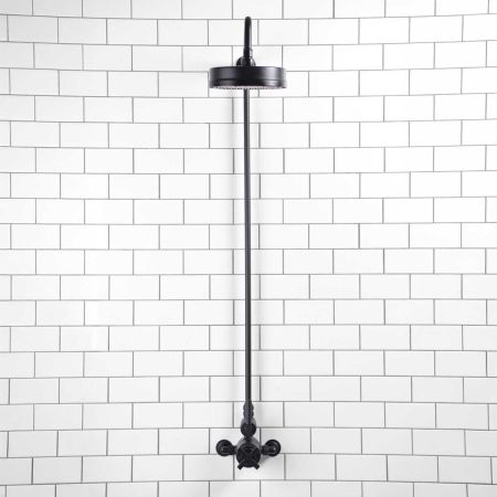 Elbe - Exposed Shower Set - Black Lever - 8" Rose - Matt Black