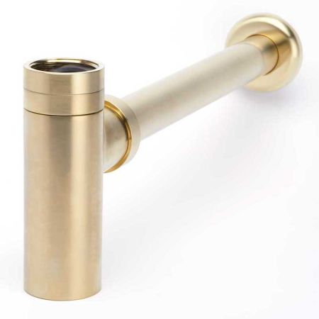 Contemporary Flat Bottom Basin Bottle Trap - Brushed Brass