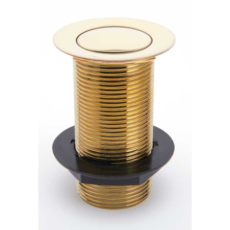 Un-slotted click-clack basin waste in Polished Brass