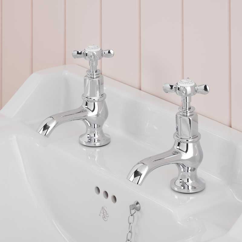 Aysgarth 1/2BSP Basin Pillar Taps X Top Chrome