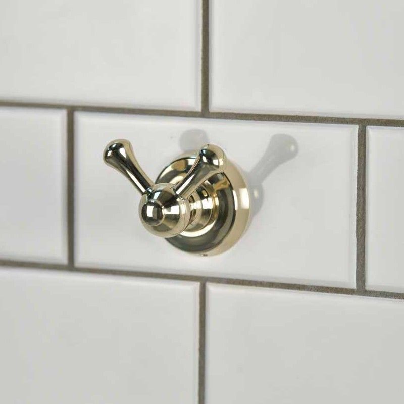 Traditional Double Robe Hook - Polished Brass
