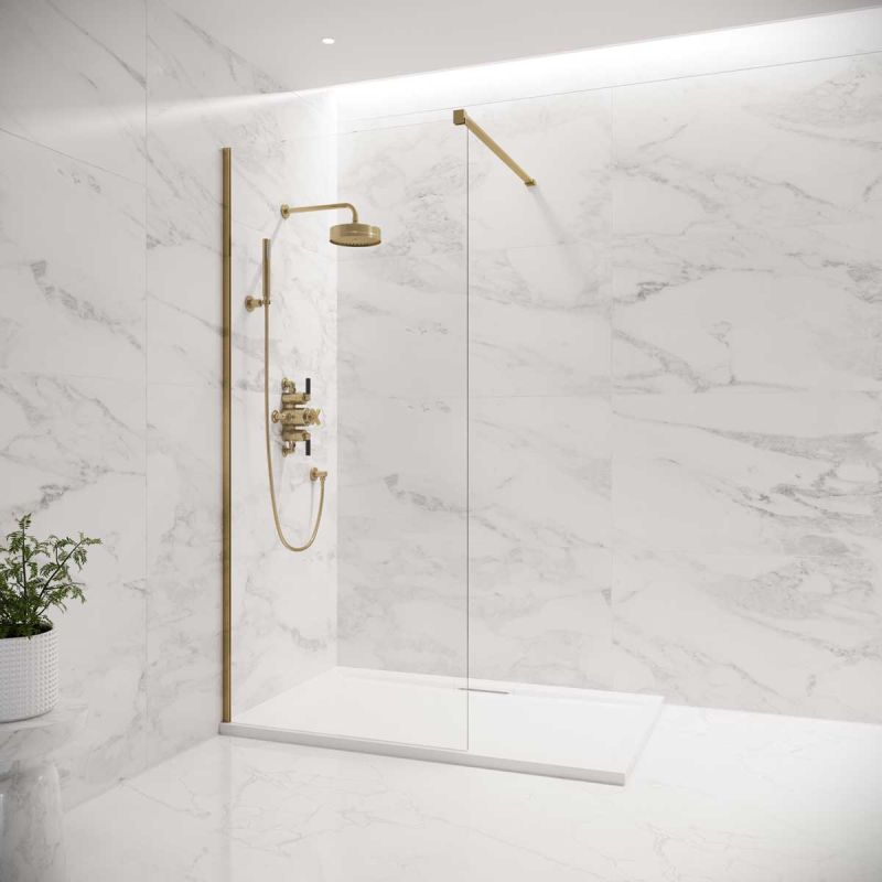 Foss Walk In Shower Enclosure - Brushed Brass